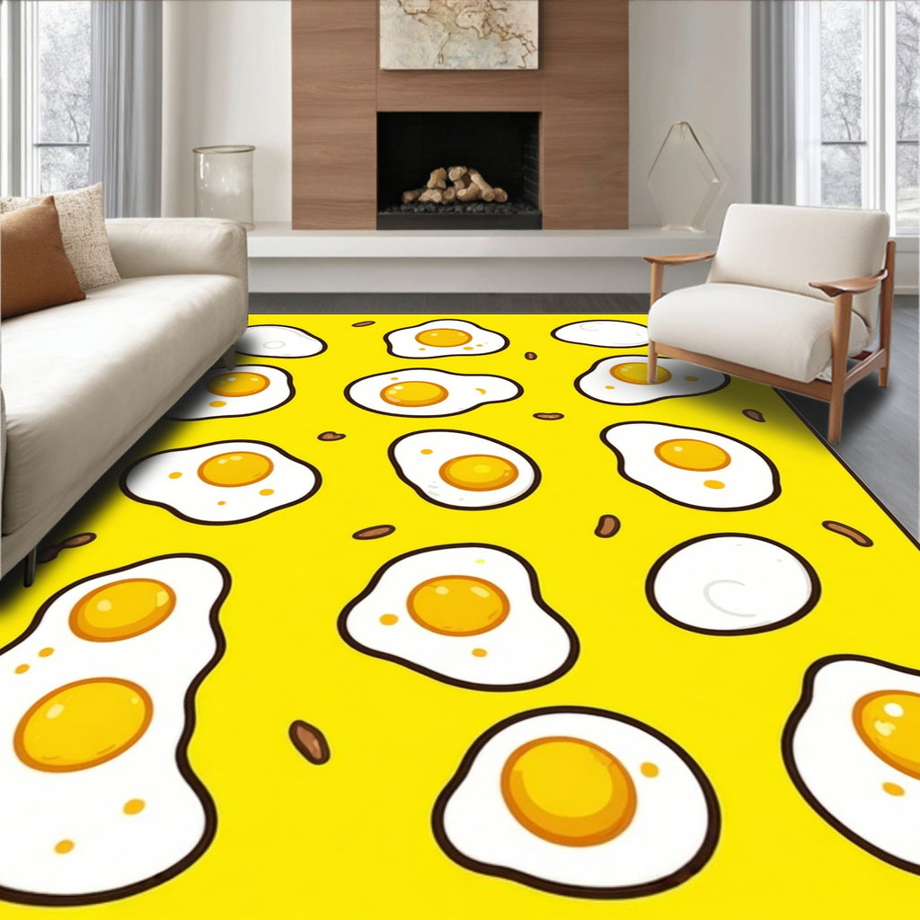 Cheerful Yellow Egg Pattern Rug(Yellow)