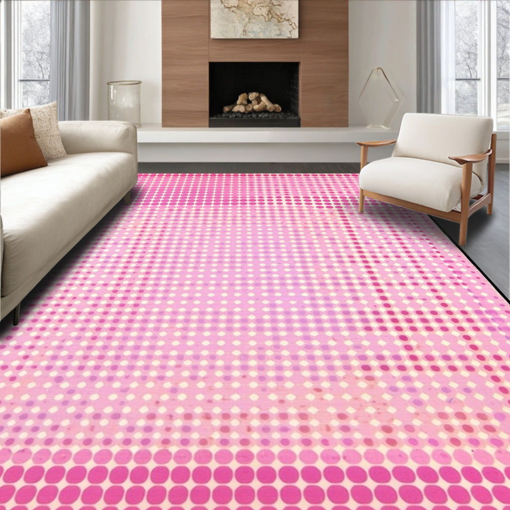 Pink Polka Dot Cheerful Rug(Pink)