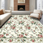 Cream Pink Floral Romantic Rug(Ivory)