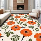 Cheerful Orange Floral Rug