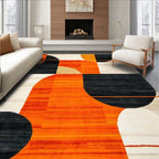 Vibrant Geometric Orange Black Rug