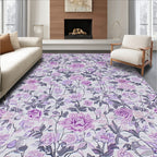 Romantic Lavender Floral Rug(Purple)
