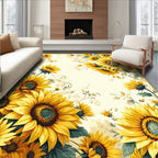 Cheerful Yellow Sunflower Floral Rug(Yellow)