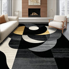 Sophisticated Black Gold Abstract Geometric Rug