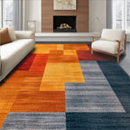 Vibrant Geometric Multicolor Modern Rug(Orange)