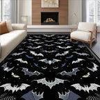 Black Bat-Patterned Mysterious Rug(Black)