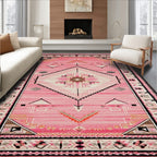 Vibrant Pink Tribal Geometric Cheerful Rug(Pink)
