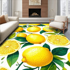 Bright Yellow Lemon Print Cheerful Rug(Yellow)