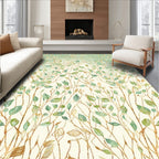 Teal & Gold Leafy Vines Tranquil Rug(Green)