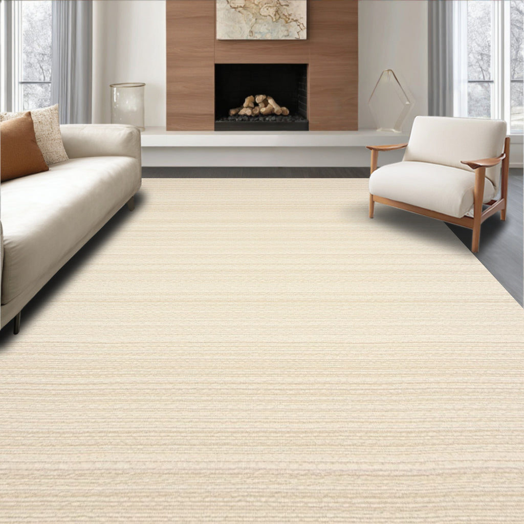 Subtle Cream Striped Tranquil Rug