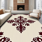 Burgundy Ornate Elegant Rug(Beige)