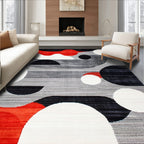 Energetic Red Black Gray Abstract Rug(Gray)