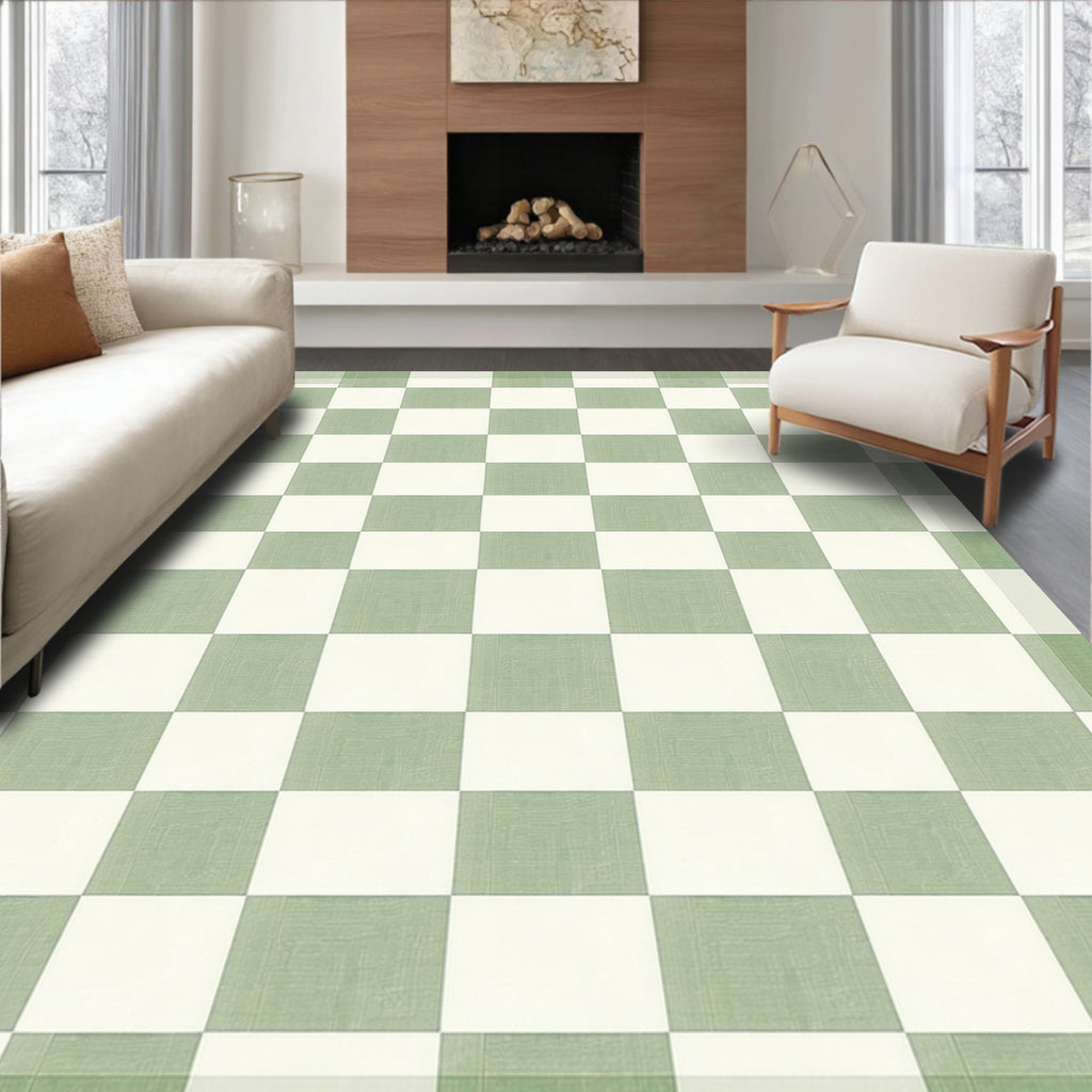Fresh Green Gingham Rug(Green)