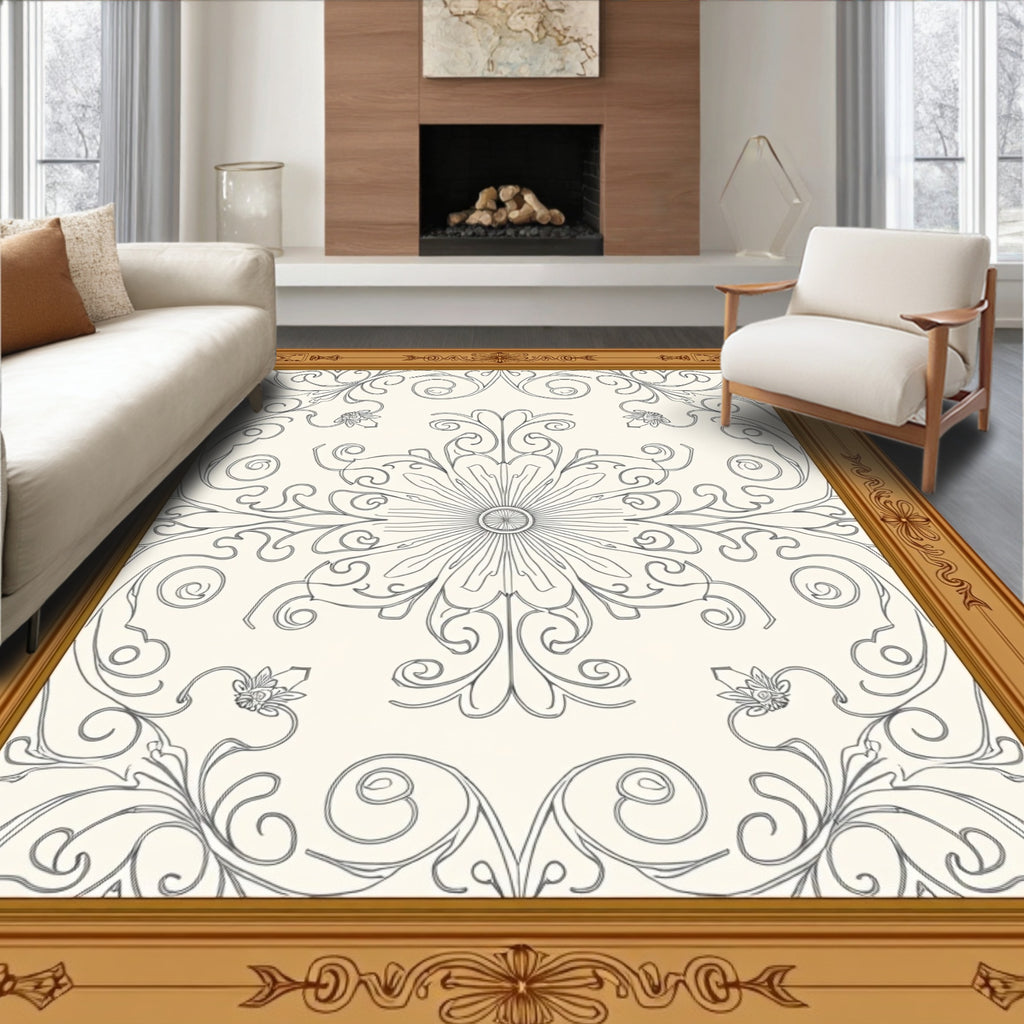 Cream Tan Intricate Refined Rug(Brown)