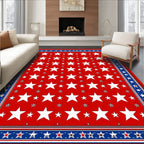 Red White Blue Star Patriotic Rug(Red)