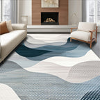 Soothing Teal Gray Wave Rug