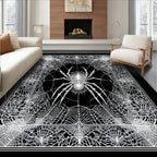 Eerie Black White Spider Web Rug(Black)