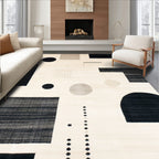 Sleek black-and-white geometric rug