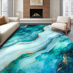 Serene Teal Blue Wavy Rug