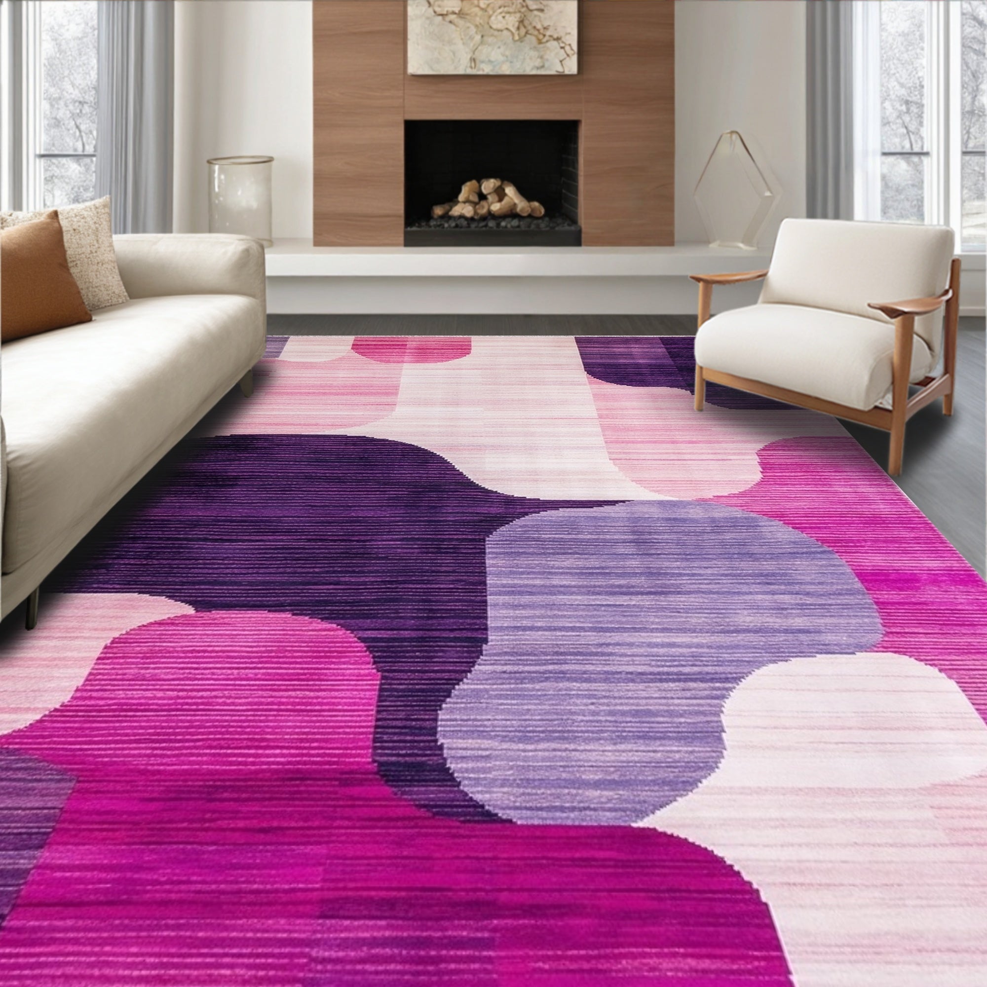 Vibrant Purple-Pink Abstract Rug