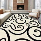 Beige Swirling Curves Elegant Rug