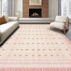 Soft Pink Bow-Print Whimsical Rug(Pink)