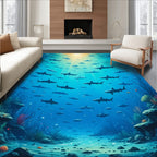 Tranquil Blue Shark School Rug(Blue)