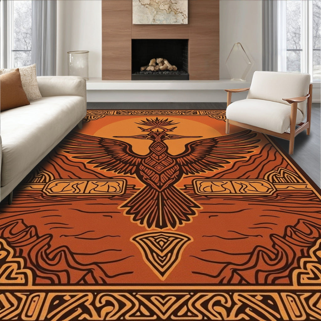 Warm Terracotta Tribal Mythical Rug(Brown)