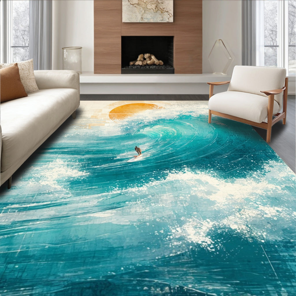 Teal Ocean Wave Adventure Rug