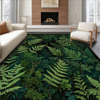 Lush Green Fern Pattern Rug(Green)