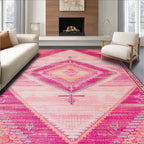 Vibrant Pink Tribal Diamond Rug(Pink)