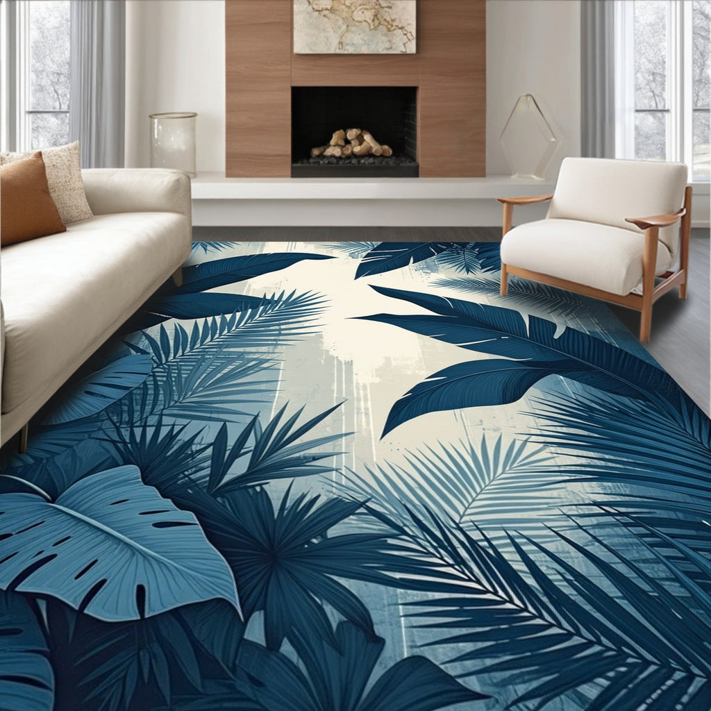 Navy Tropical Foliage Serene Rug