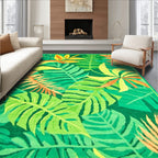 Vibrant Green Jungle Leaf Rug