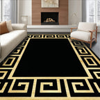 Black & Gold Greek Key Elegant Rug(Gold)