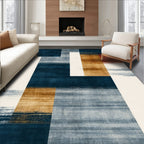 Navy Blue & Earth Tone Geometric Modern Rug
