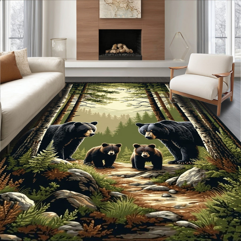 Earthy Forest Wildlife Serene Rug(Brown)