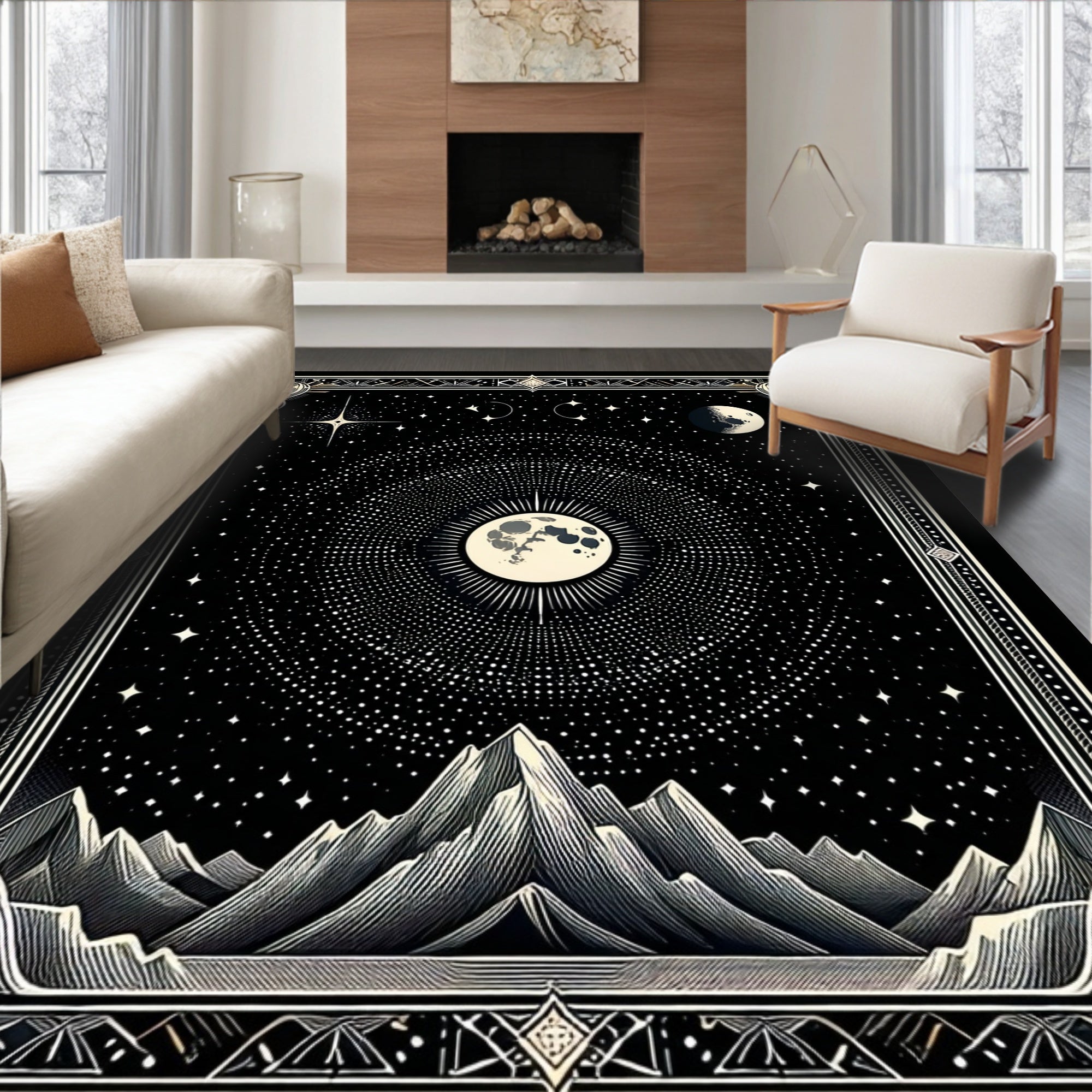 Black Celestial Mystical Rug(Black)