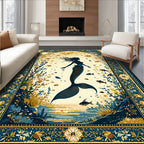 Whimsical Teal Gold Mermaid Rug(Gold)