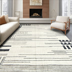 Black Gray Geometric Modern Rug(Black)