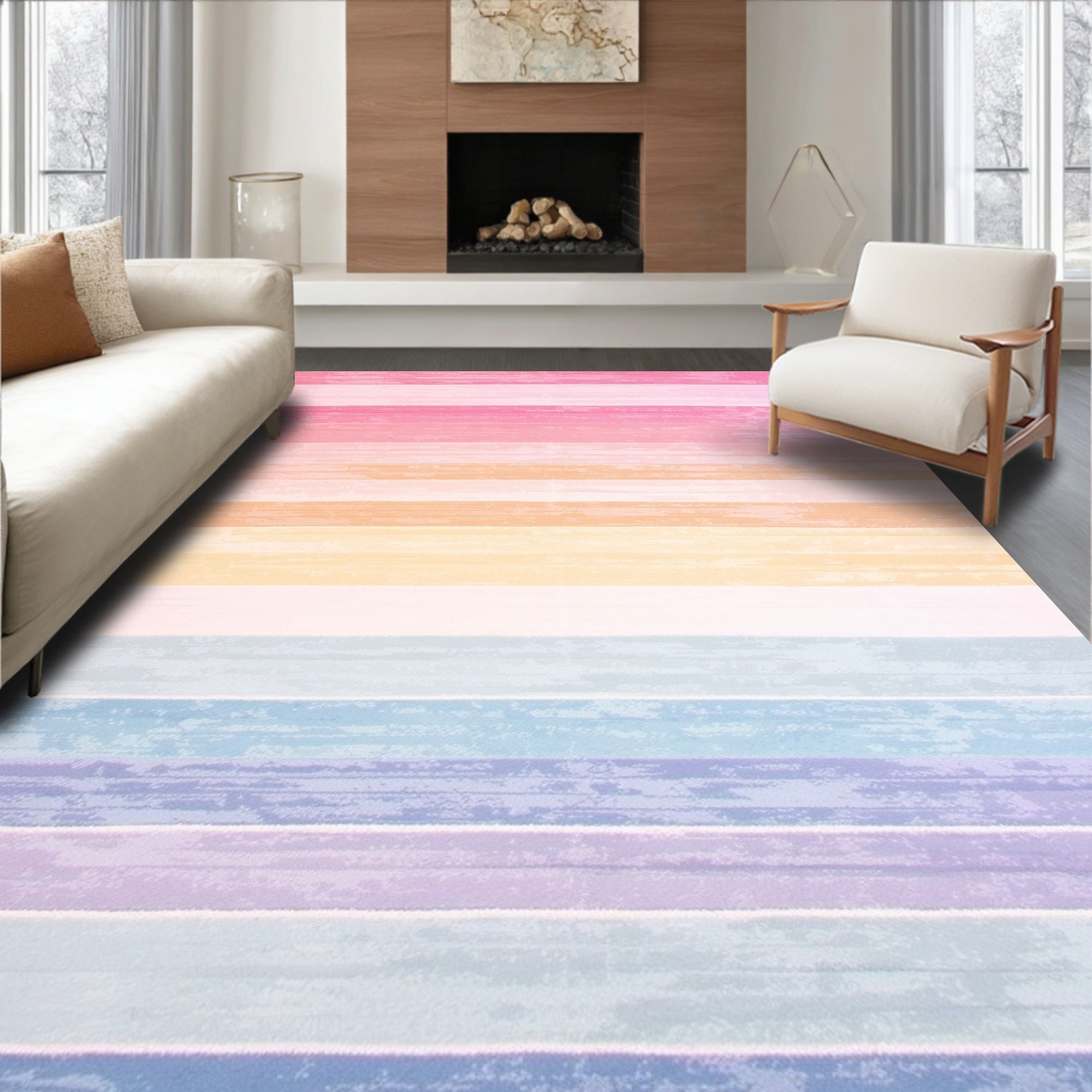 Pastel Striped Cheerful Rug