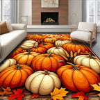 Warm Orange Pumpkin Harvest Rug(Orange)