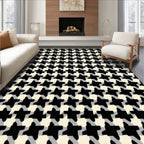 Classic Black White Houndstooth Rug(Black)