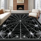 Eerie Black Spider Web Rug(Black)
