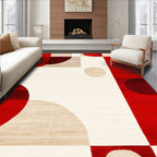 Vibrant Red Geometric Modern Rug