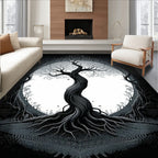 Black-and-white Twisted Tree Mystical Rug(Black)