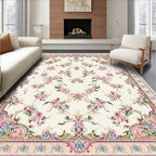 Cream Pink Floral Elegant Rug(Pink)