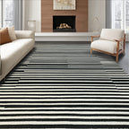 Abstract Black & White Stripe Modern Rug
