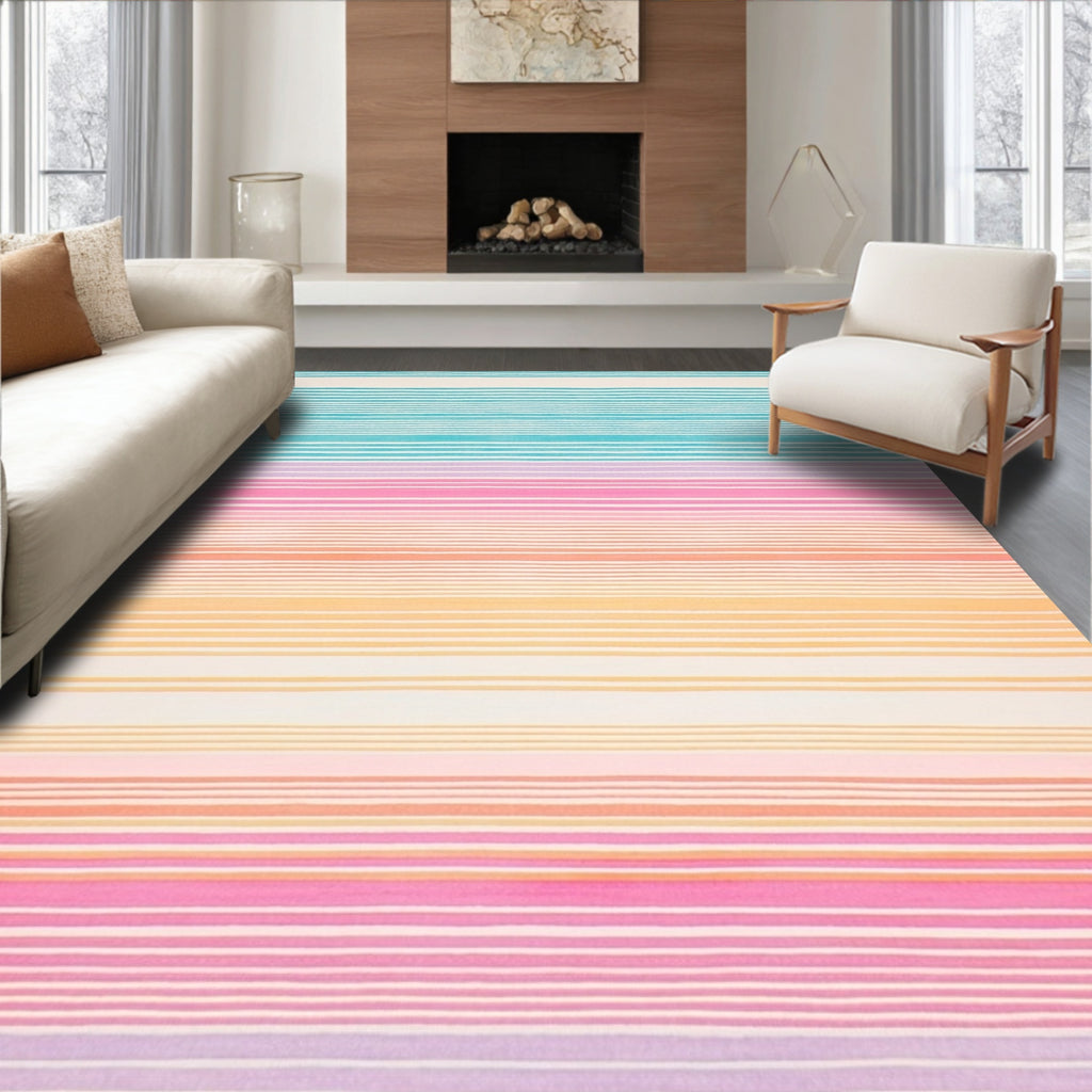 Cheerful Pastel Striped Rug