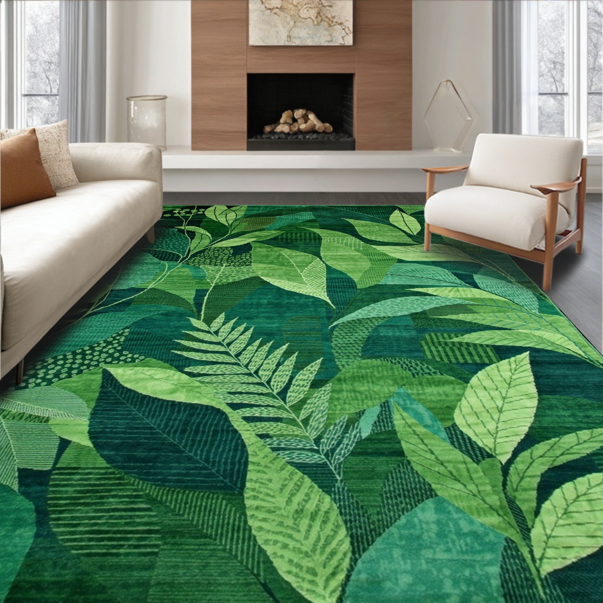 Vibrant Green Foliage Rug