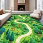 Whimsical Green Forest Path Rug(Green)